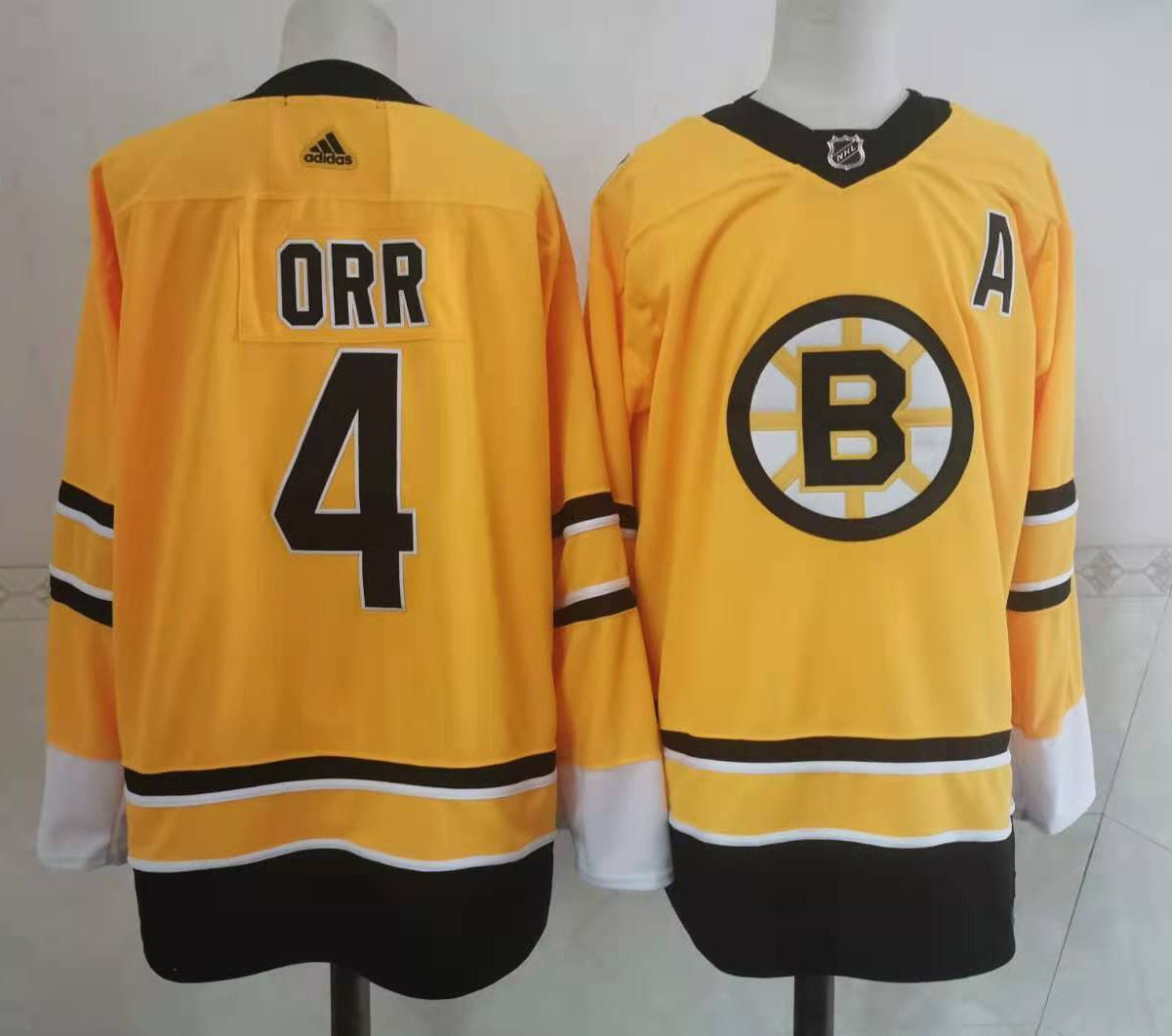 Adidas Men Boston Bruins #4 Orr Authentic Stitched yellow NHL Jersey->montreal canadiens->NHL Jersey